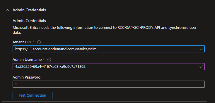 Screenshot Credentials settings